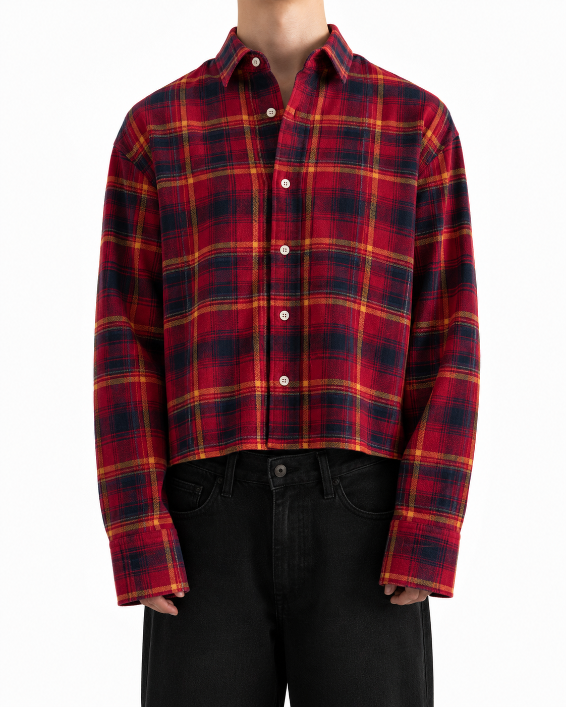 Croped-Checkered Premium Cotton Shirt[UNISEX]